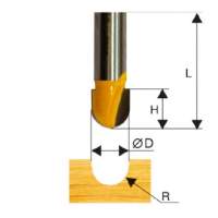 Фреза пазовая галтельная Ф15,9Х12,7 мм R7,9 мм хвостовик 8 мм Энкор 46064