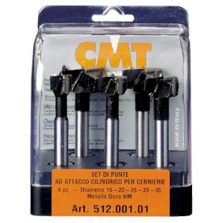 Комплект 5 сверел чашечных (бокс) TCT S=10 D=15-20-25-30-35 L=90 RH CMT 512.001.01