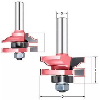 Комплект 2 фрезы (Мебельная обвязка) Z=2 D=41x19.1-25.9 h=9.5 (L=71) S=12 (подш=22мм) PROCUT 409272AP/409272BP (L1-71 мм, L2-25.9 мм, D1-41 мм, D2-12 мм)