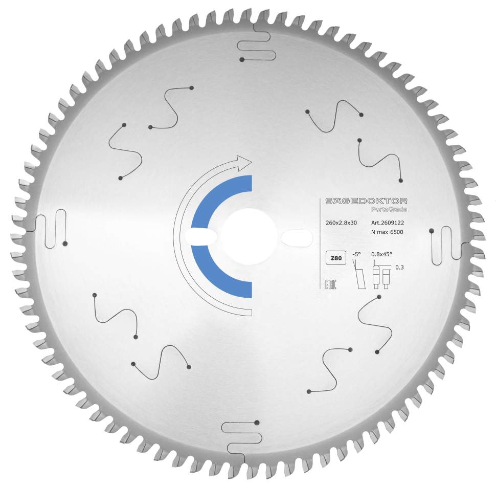 Пила портативная SAGEDOKTOR 260x2.8x2.0x30x80Z D-M5 PortaGrade Alu Pinholes 2609122 Blue A2602