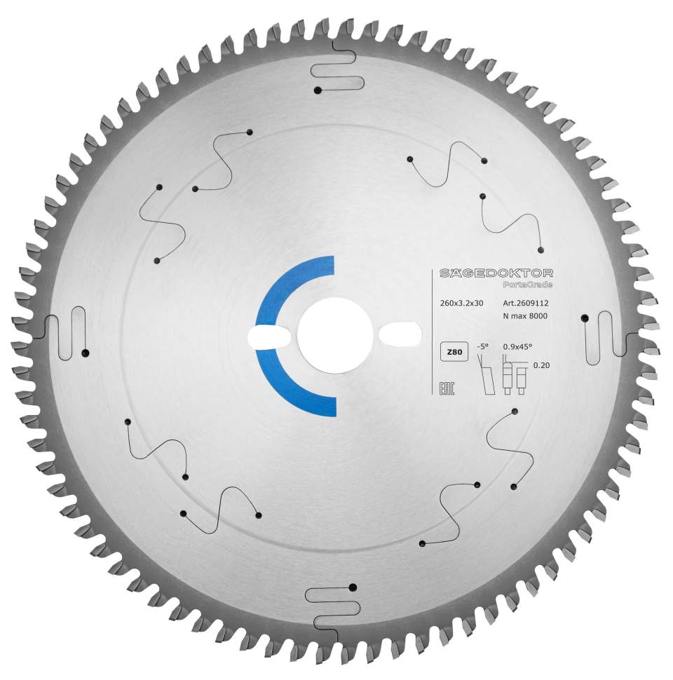 Пила портативная SAGEDOKTOR 260x3.2x2.4x30x80Z D M5 PortaGrade Alu Pinholes 2609112 Blue A2124