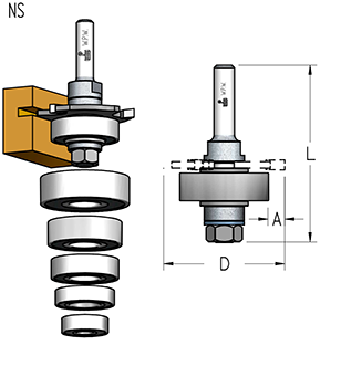 Оправка WPW NS79052 для дисковых фрез серии N с 5 подшипниками крепление гайка хвостовик 12 (L1-78 мм, L2- мм, D1-47.6 мм, D2-12 мм)