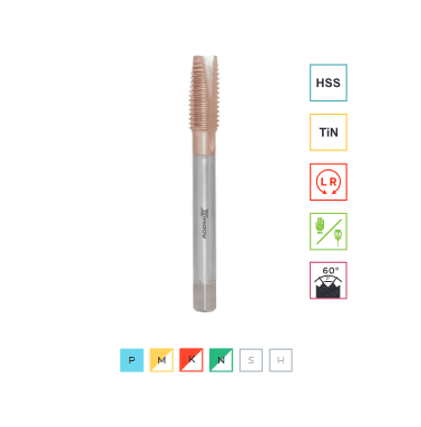 Метчик  маш/руч M18X2.5 DIN376 с покрытием TIN сквозной (HSS) RODMIX 1602180250