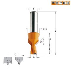 Сверло HW для присадочного станка 8x12x57,5 Z=2+2 S=10x28 LH CMT 376.080.12