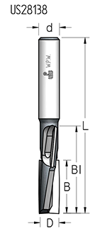 Фреза WPW US2820E спиральная чистовая D20 B50 Z2+2 хвостовик 20 (L1-125 мм, L2-50 мм, D1-20 мм, D2-20 мм)