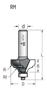 Фреза WPW RM04005 профиль классика R4 D28,6 B13 с подшипником хвостовик 8 (L1-53 мм, L2-13 мм, D1-28.6 мм, D2-8 мм)