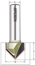 Фреза пазовая c углом 90гр. D=15.9x12.7x45 S=12 ARDEN 200231 (L1-45 мм, L2-12.7 мм, D1-15.9 мм, D2-12 мм)