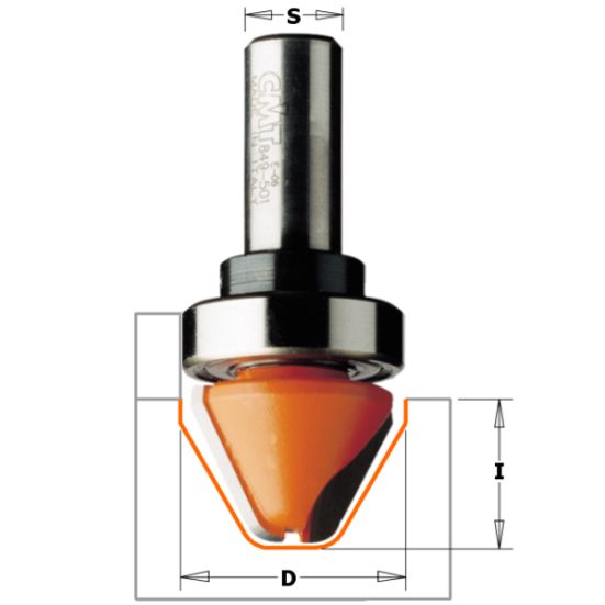 СМТ Фреза профильная с углом 60гр. (надписи) (верх. подш.) S=12,7 D=28,5x19 849.501.11B (L1- мм, L2-19 мм, D1-28.5 мм, D2-12.7 мм)
