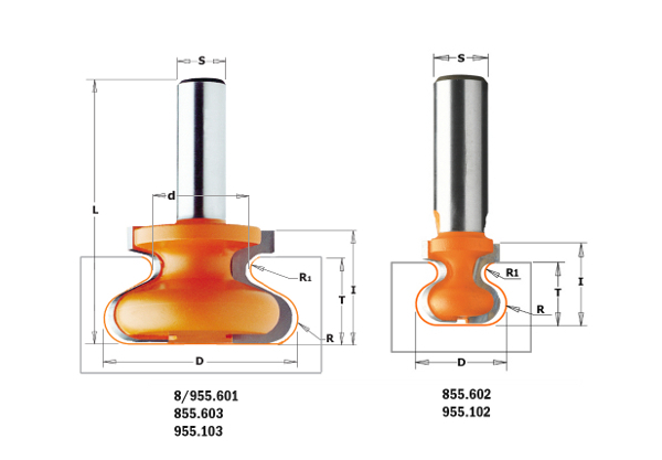 Фреза концевая CMT профильная D=29 I=20 L=60 S=12,0 R=2,3/4,8 RH 955.605.11