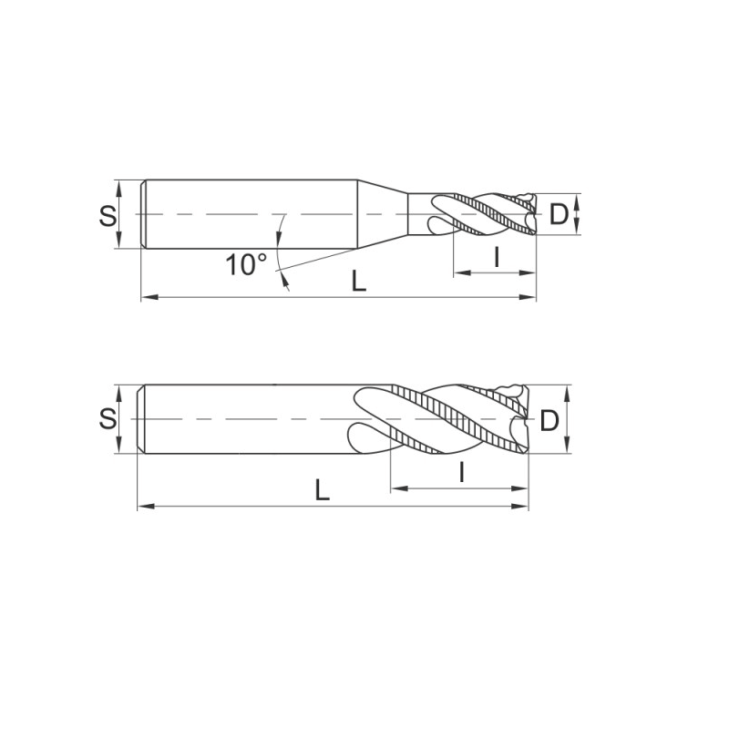 Фреза со стружколомом по стали Z4 DJTOL DPV4-20 (L1-100 мм, L2-45 мм, D1-20 мм, D2-20 мм)