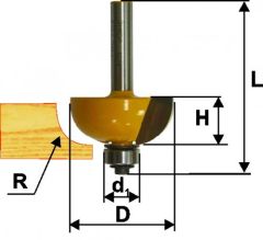 Фреза кром калевочная ф38,1х16мм R12,7мм хв 8мм Энкор 9274