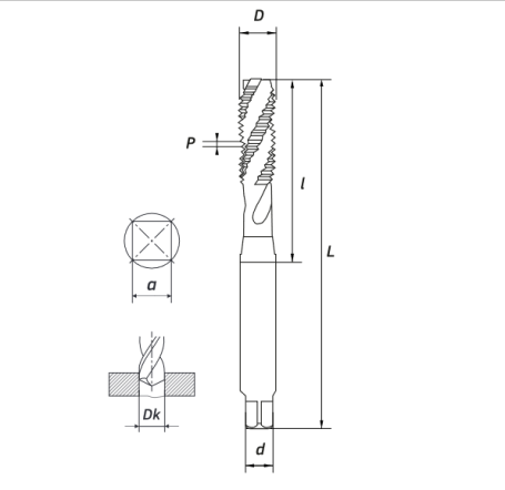 Метчик машинный M14x2,0 (HSS-Е + TICN-С) DIN 376, 6H, R, спиральный RODMIX 1611140200