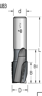 Фреза WPW UB35161 cпиральная со стружколомом Z3 D16 B32 L100 хвостовик 16 (L1-100 мм, L2-32 мм, D1-16 мм, D2-16 мм)