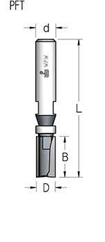 Фреза WPW PFT40952 D9,5 B25 Z2 копир  мини верхний подшипник хвостовик 12 (L1-82 мм, L2-25 мм, D1-9.5 мм, D2-12 мм)