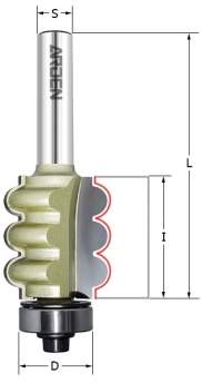 Фреза "тройной внутренний радиус" (нижн. подш.) Z=2 R=3.18  D=22.2x25.4x69 S=8 ARDEN 324811