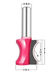 Фреза профильная "Углублённый шар" Z=2 R=4.76 D=25.4x30x70 i1=22.2 S=12 PROCUT 329241P (L1-70 мм, L2-30 мм, D1-25.4 мм, D2-12 мм)