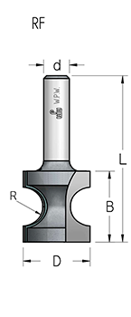 Фреза WPW RF03603 катушка R3,6 D16,7 B19 хвостовик 6 (L1-47 мм, L2-19 мм, D1-16.7 мм, D2-6 мм)