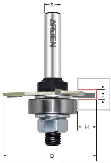 Фреза пазовая Z3 с державкой (подш. и гайка) S=8 D=47,6x2 ARDEN 7048210 (L1-62 мм, L2-2 мм, D1-47.6 мм, D2-8 мм)