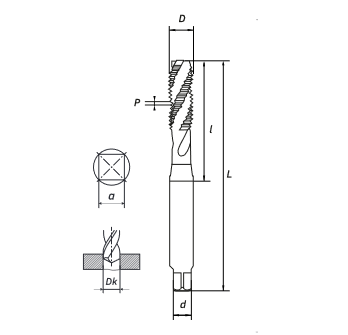 Метчик маш/руч спиральный M3X0.5 DIN371 (HSS-Co) RODMIX 1603030050