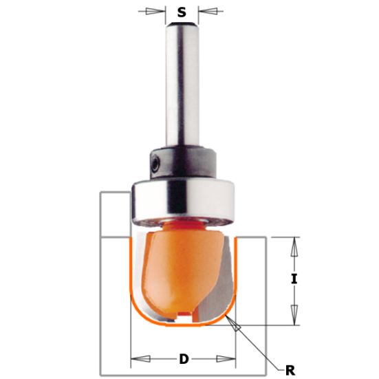 СМТ Фреза пазовая (Чаша) (верх. подш.) S=6,35 D=19x16 851.002.11B (L1- мм, L2-16 мм, D1-19 мм, D2-6.35 мм)