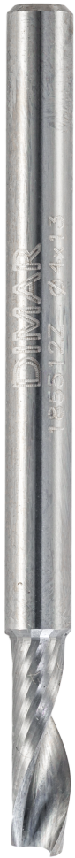 Фреза Dimar 185512Z O флейта для пластика D4x13 L50 стружка ВВЕРХ хвостовик 4 зеркальная полировка (L1-50 мм, L2-13 мм, D1-4 мм, D2-4 мм)