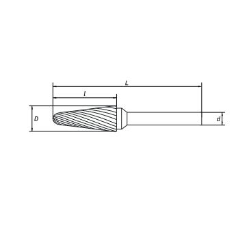 Борфреза сфероконическая L 06х16 M06 двойная насечка RODMIX 3106160602 (L1- мм, L2-16 мм, D1-6 мм, D2-6 мм)