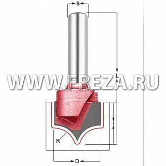 Фреза скругление R=6.35 D=12.7x9.53x45 S=8 PROCUT 225841P (L1-45 мм, L2-9.53 мм, D1-12.7 мм, D2-8 мм)