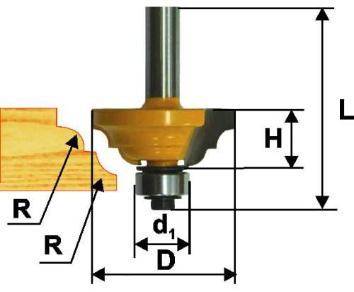 Фреза кром. калевочная ф42,8х19мм R6,35мм хв. 8мм Энкор 46269
