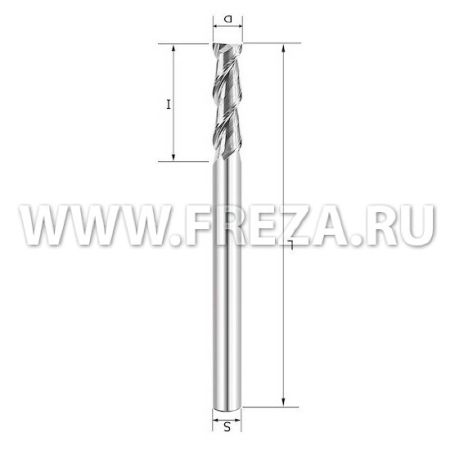 Фреза спиральная по алюминию Z1 D=4x15x40 S=4 Rotis 138.041240AL1 (L1-40 мм, L2-15 мм, D1-4 мм, D2-4 мм)
