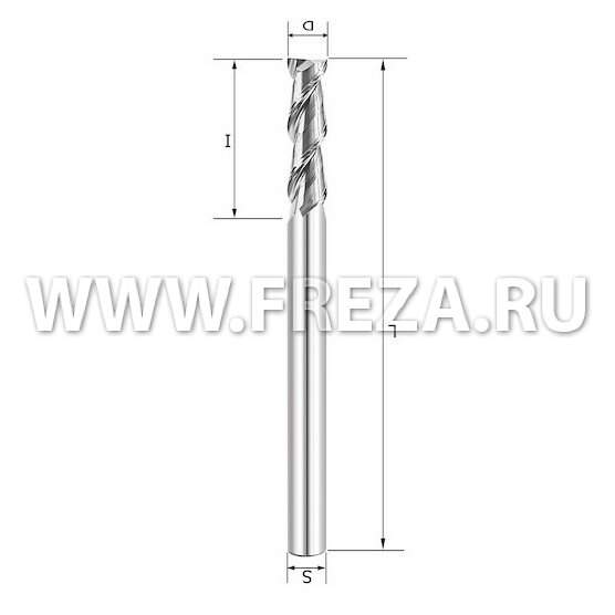 Фреза спиральная по алюминию Z1 D=4x15x40 S=4 Rotis 138.041240AL1 (L1-40 мм, L2-15 мм, D1-4 мм, D2-4 мм)