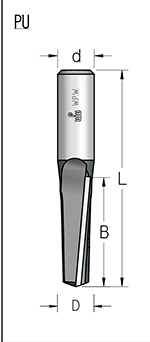 Фреза WPW PU51272 пазовая чистовая стружка Z2 D12,7 B32 L73 хвостовик 12 (L1-73 мм, L2-32 мм, D1-12.7 мм, D2-12 мм)