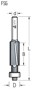 Фреза WPW FSG1272 D12,7 B25 Z2 обгонная чистовая антиклей хвостовик 12 (L1-82 мм, L2-25 мм, D1-12.7 мм, D2-12 мм)