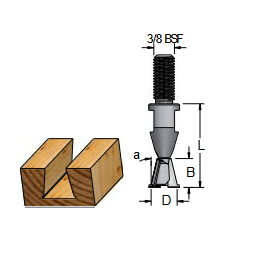 Фреза WPW ZB13146 ласточкин хвост для станков Brookman 10 гр D14,3 B12,7 хвостовик 3/8 BSF (L1-49 мм, L2-12.7 мм, D1-14.3 мм, D2-3 мм)