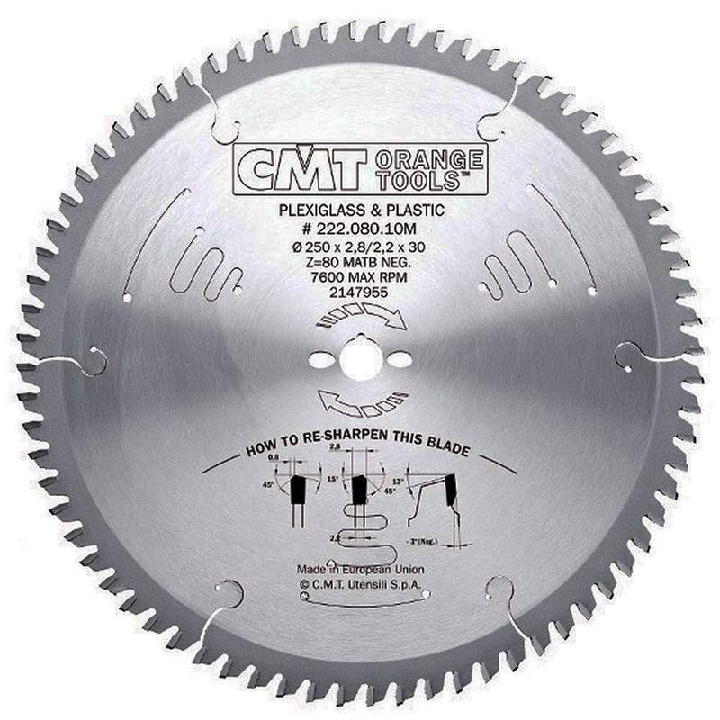 Диск пильный 250x30x2,8/2,2 -3° MATB Z=80 CMT 222.080.10M