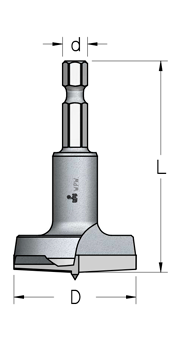 Сверло WP HMPT264 чашечное D26 L58 шестигранный хвостовик HEX1/4