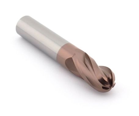 Фреза сферическая твердосплавная по нержавеющей и жаропрочной стали MS31z4.20.38.104.30.D20.TiAlSiXN (L1-105 мм, L2-38 мм, D1-20 мм, D2-20 мм)